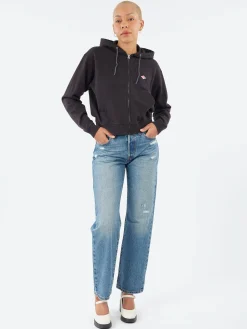 Danton - Women's Cotton Terry Zip Hoodie in Charcoal