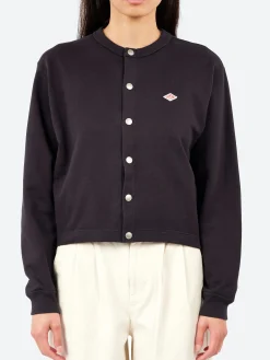 Danton - Women's Cotton Terry Crew Neck Cardigan in Charcoal