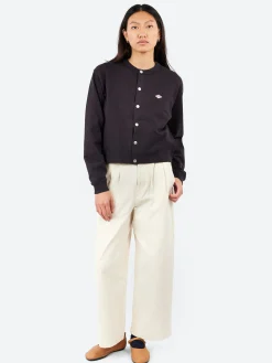 Danton - Women's Cotton Terry Crew Neck Cardigan in Charcoal