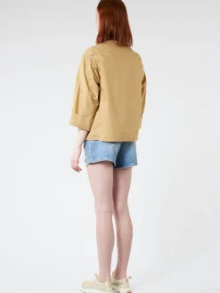 Danton - Women's Cotton Weather Collarless Short Jacket in Tan