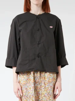 Danton - Women's Cotton Weather Collarless Short Jacket in Charcoal