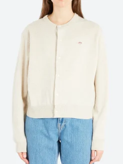 Danton - Women's Lambswool Crew Neck Cardigan in Oatmeal