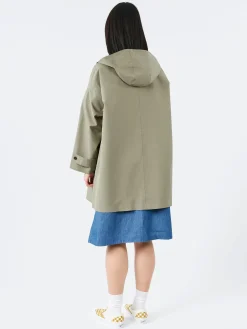Danton - Women's 3-Layer Cloth Hooded Balmacaan Coat in Olive
