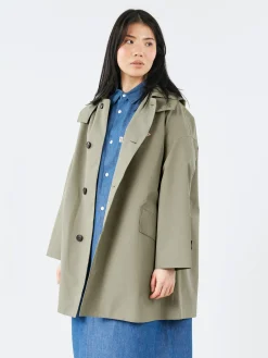 Danton - Women's 3-Layer Cloth Hooded Balmacaan Coat in Olive