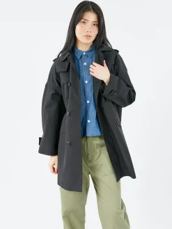 Danton - Women's 3-Layer Cloth Hooded Balmacaan Coat in Black