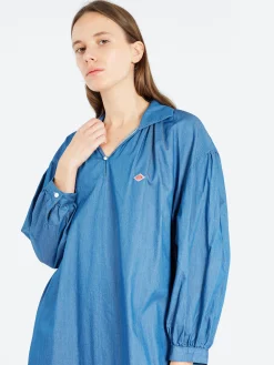 Danton - Women's Pullover Shirt Dress in Lt Indigo