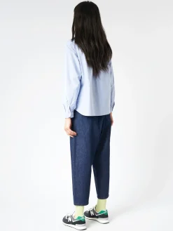 Danton - Women's Round Collar Pullover L/S Shirt in Blue