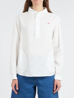 Danton - Women's Round Collar Pullover L/S Shirt in White