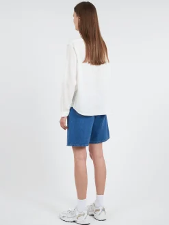 Danton - Women's Round Collar Pullover L/S Shirt in White