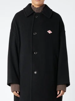 Danton - Women's Wool Light Pile Long Coat in Black