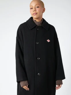 Danton - Women's Wool Light Pile Long Coat in Black