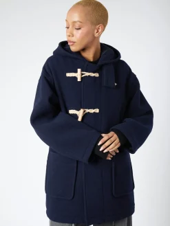 Danton - Women's Wool Light Pile Duffle Coat in Navy