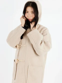 Danton - Women's Wool Light Pile Duffle Coat in Raw Beige