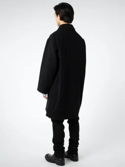 Danton - Wool Light Pile Long Coat in Black