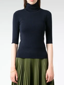 Filippa K - Merino Elbow Sleeve Top in Navy