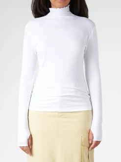 Filippa K - Rib Mock Neck Top in White