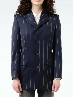 Filippa K - Wool Pinstripe Blazer in Navy/White