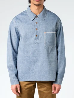 F.O.B. FACTORY - Chambray Pull-Over Shirt in Blue