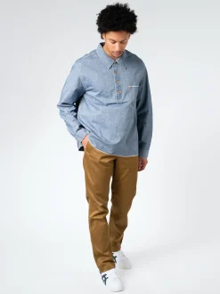 F.O.B. FACTORY - Chambray Pull-Over Shirt in Blue