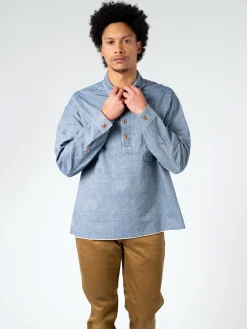 F.O.B. FACTORY - Chambray Pull-Over Shirt in Blue