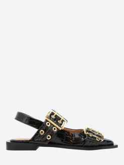 GANNI - Buckle Ballerina in Black