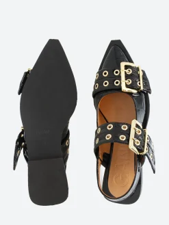 GANNI - Buckle Ballerina in Black