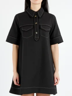 GANNI - Crepe Mini Dress in Black