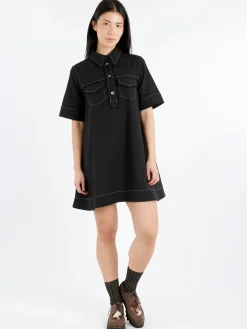 GANNI - Crepe Mini Dress in Black