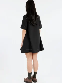 GANNI - Crepe Mini Dress in Black