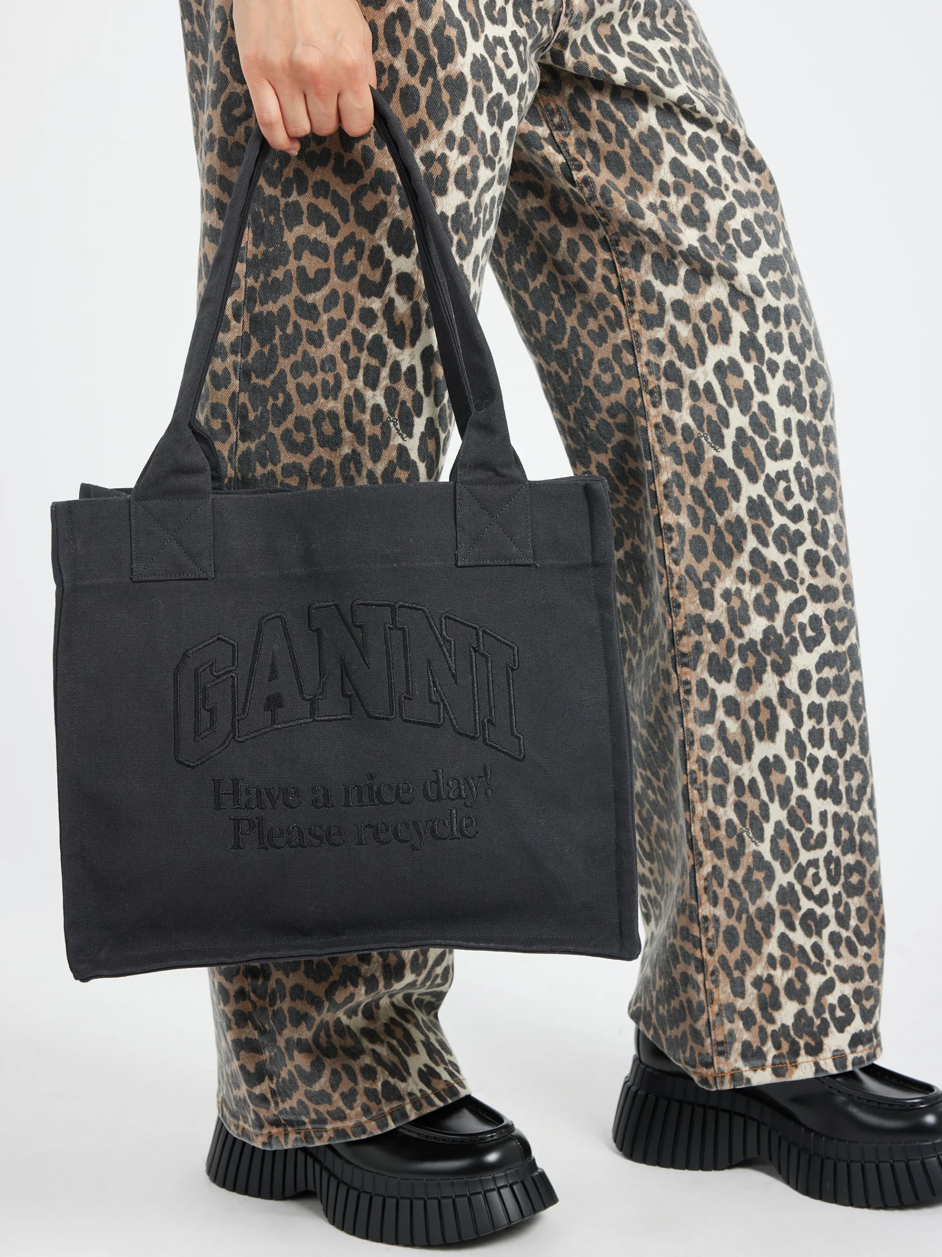 GANNI - Large Canvas Tote Bag in Phantom