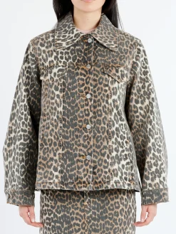 GANNI - Leopard Printed Denim Jacket