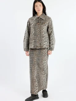 GANNI - Leopard Printed Denim Jacket