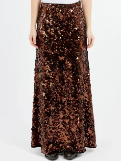 GANNI - Sequins Maxi Skirt in Bitter Chocolate