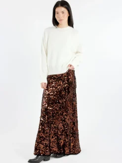 GANNI - Sequins Maxi Skirt in Bitter Chocolate