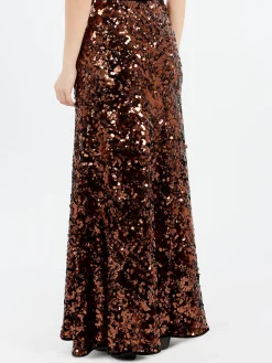 GANNI - Sequins Maxi Skirt in Bitter Chocolate