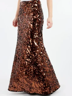 GANNI - Sequins Maxi Skirt in Bitter Chocolate