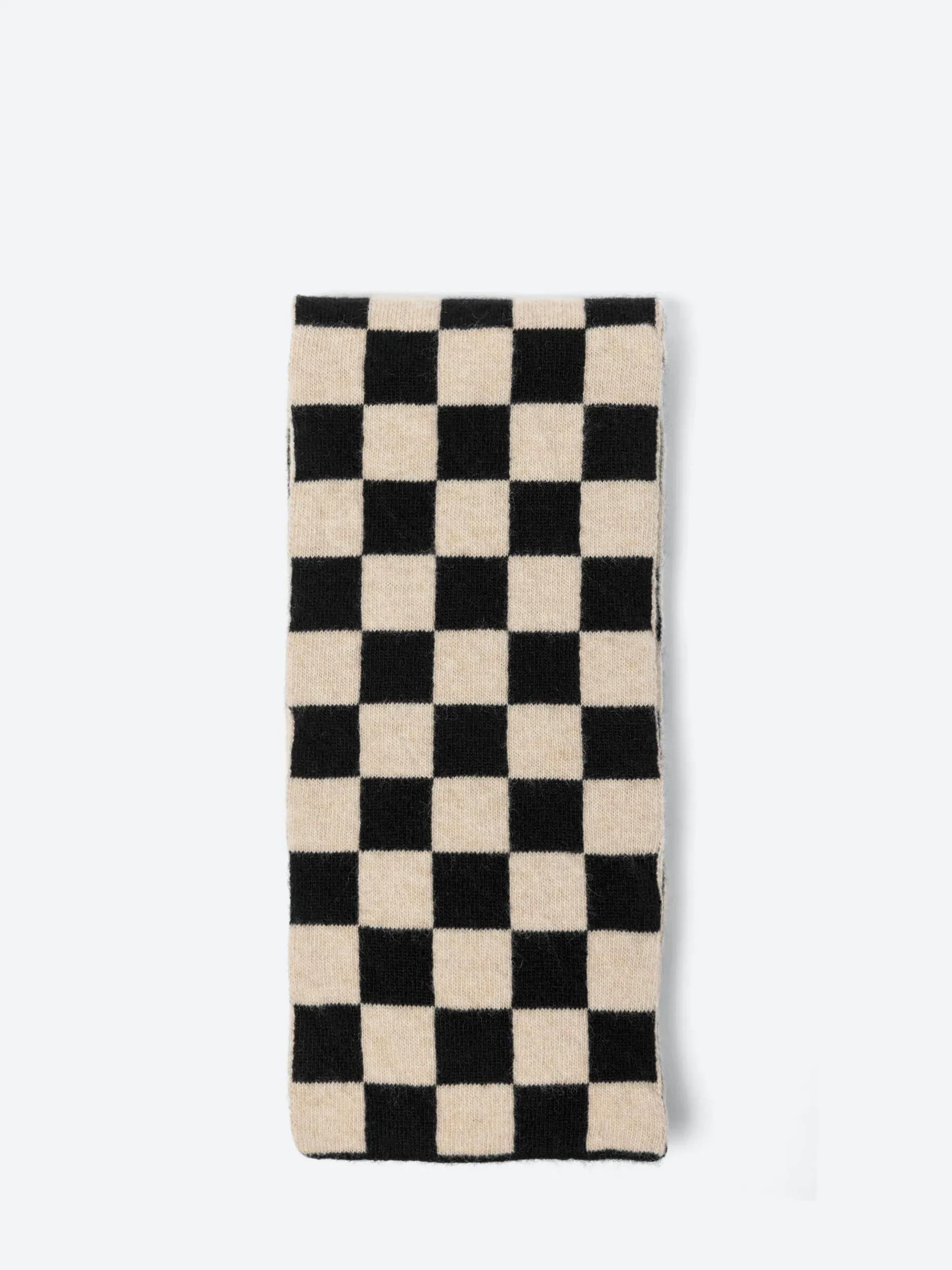 Jo Gordon - Small Checkered Scarf in Black/Oatmeal