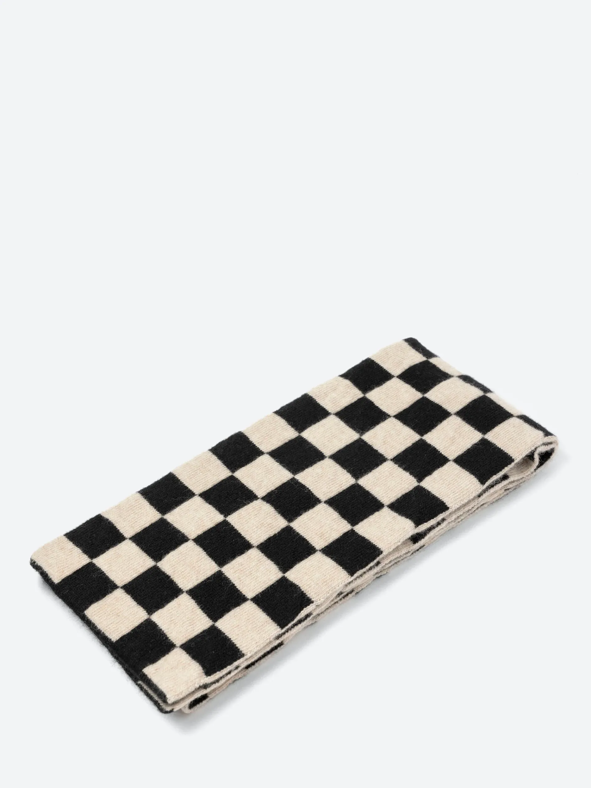 Jo Gordon - Small Checkered Scarf in Black/Oatmeal