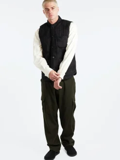 Kardo - Leo Quilted Vest with Suzani Embroidery in Black