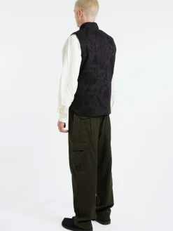 Kardo - Leo Quilted Vest with Suzani Embroidery in Black