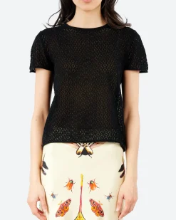 Lauren Manoogian - Pointelle Baby Tee in Black