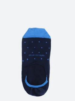 Marcoliani - Invisible Touch Polka Dot Socks in Navy with Cobalt