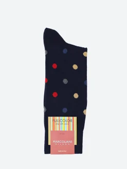 Marcoliani - Multicolour Dots Sock in Navy