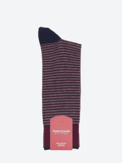 Marcoliani - Palio Stripe Sock in Barolo Red
