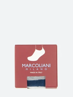 Marcoliani - Sneaker Gondola Stripe Socks in Silver Grey