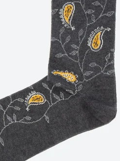 Marcoliani Milano - Fatehpur Paisley Crew Sock in Charcoal