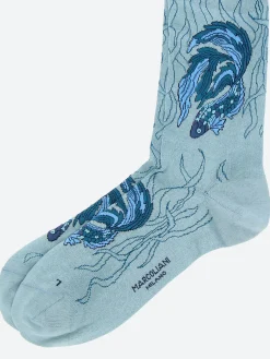 Marcoliani Milano - Koi Fish Crew Sock in Spa Green