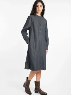 Margaret Howell - MHL Collarless Swing Dress in Charcoal