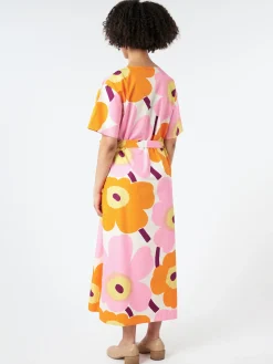 Marimekko - Kemut Unikko Dress in White, Orange and Pink