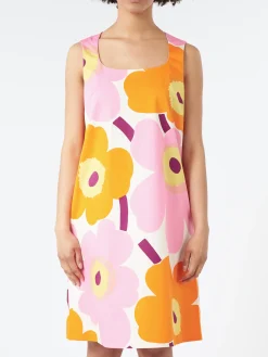Marimekko - Kestit Unikko Dress in White, Orange and Pink